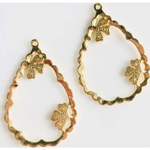 Wholesale 5 pcs/lot gold golden oval water drop flower charms jewelry making findings components accessories DIY for women