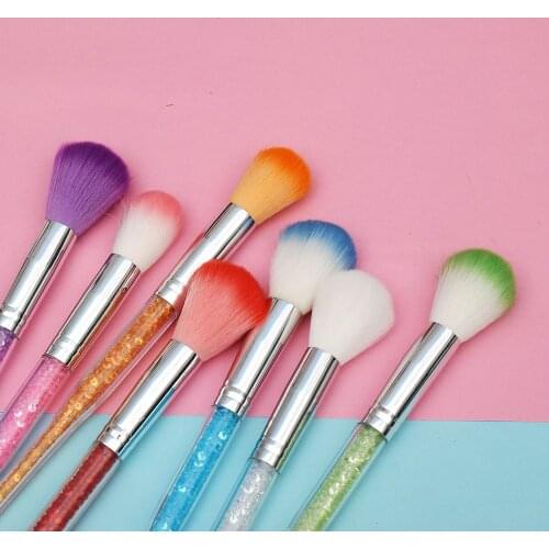 7 Colors Nail Glitter Brush Dust Clean Brush Acrylic Uv Brush Powder Removal Rhinestone Handle Brushes Manicure Tools Hot Sale