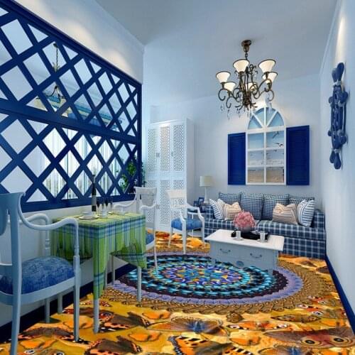 Free Shipping Butterfly fly fashion floor anti-skidding lifelike moisture-proof anti-siding bedroom wallpaper studio mural