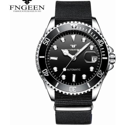 FNGEEN Luxury Brand Classic Water Ghost Series Men 'S Automatic Mechanical Calendar Watch Nylon Strap Waterproof Male Wristwatch