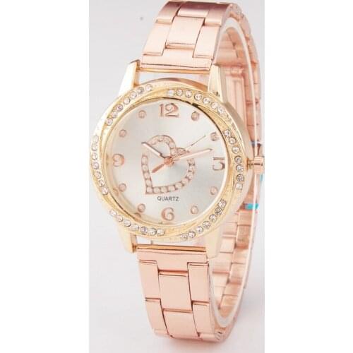 New Fashion Women Watches Top Brand Women Gold Diamond Heart Casual Quartz Watch Women Stainless Steel Watches Relogio Feminino