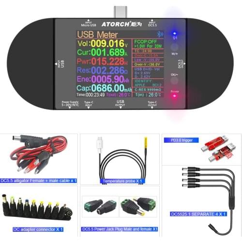 UD24 DC USB tester Type-C digital voltmeter ammeter power bank voltage detector volt meter for HuaWei XiaoMi PD fast charge