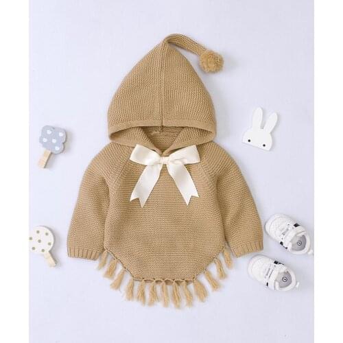 Baby Sweaters Pullovers Autumn Winter Hooded Knitted Infant Kids Bebes Girls Knitwear Jumpers Casual Outerwear Children Clothing