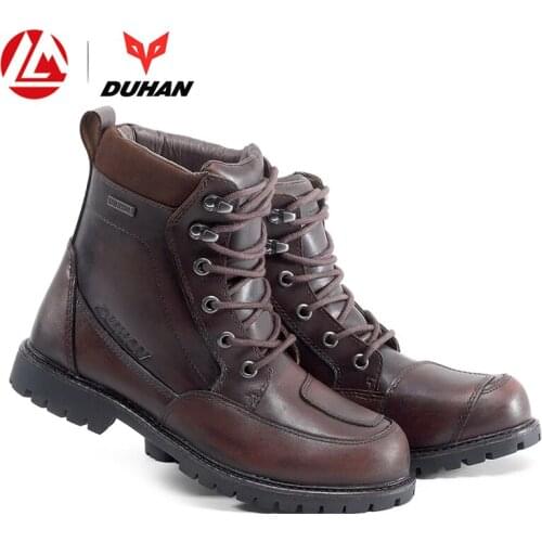 DUHAN Leather Motorcycle Boots Men Waterproof Moto Boots Outdoor Motorcycle Motocross Shoes Moto Riding Boots
