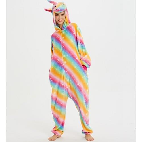 Unicorn Unisex Adult Animal Pajamas Onesies Cosplay Large Cartoon One-Piece Sleepwear Christmas Halloween Costume