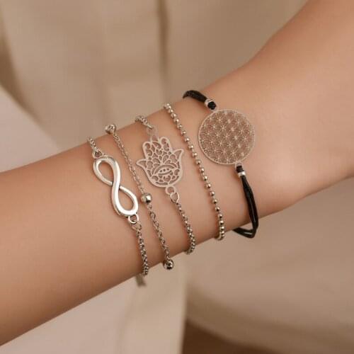 European and American fashion suit simple beaded 8-character bracelet, carved geometric Bergamot 5-piece womens Bracelet