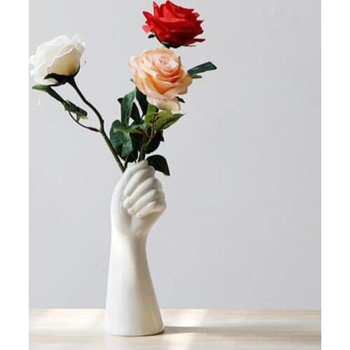 Nordic Ins Ceramic Vase White Human Body Arm Ornaments Crafts Vegetarian Ceramic Flower Pot Art Vases Home Decoration Ornament