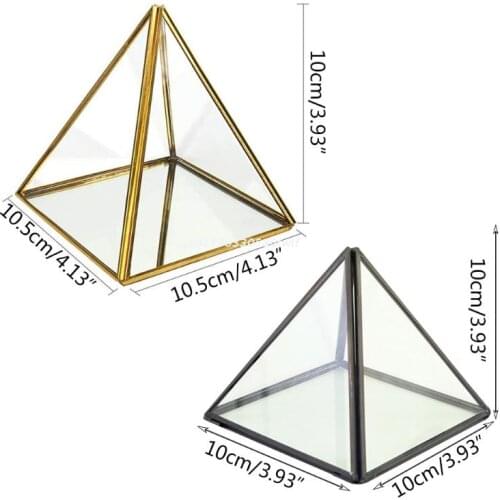 Pyramid Storage Box Glass Terrarium Design Jewelry Holder Clear Faceted Succulent Air Plant Planter Box Pot/Keepsake Dropship