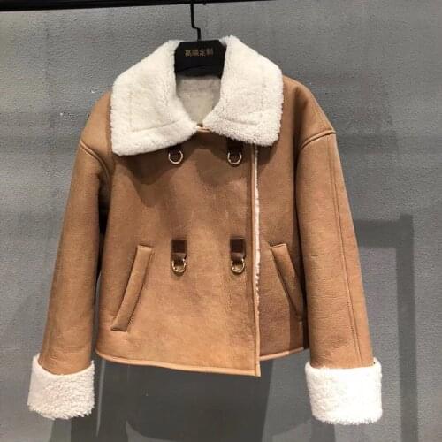 Women Winter Female Jacket 2021 High Quality Natural Real Sheep Fur Coat Plus Size Turn-Down Collar Outerwear Thick Warm Fn00898