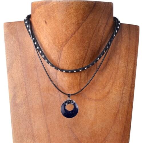 Summer Jewelry Crystal Quartz Pendants Choker Necklace Double Layers Natural Stone pierre naturelle pendentif