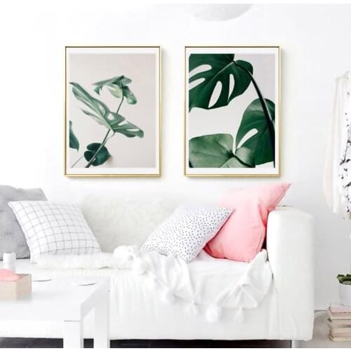 Minimalist Tropical Fresh Leaf Posters and Prints Wall Art Canvas Painting Pictures For Living Room Nordic Monstera Home Decor