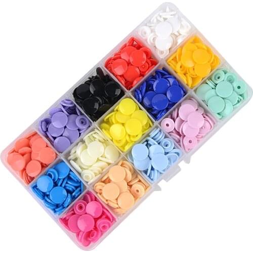 MIX KAM 15 colors glossy snaps fastener resin snap buttons T5 caps 12 mm 150 sets plastic box packing separately