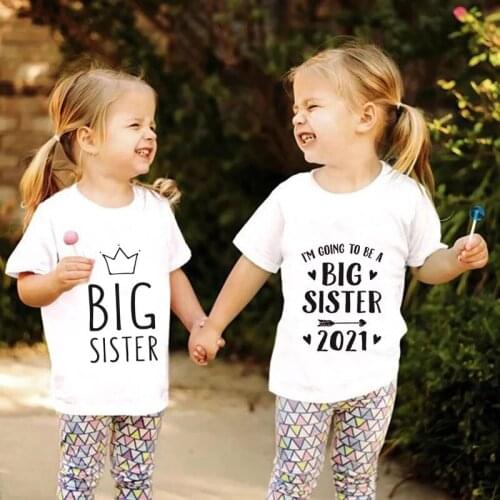 Fashion Toddler Casual Crew Neck Tees Big Sister/brother Loading Funny Kids Girls Boys Announcement Mommy Pregnant T Shirt Cute
