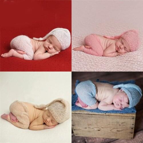Crochet Mohair Bebe Fotografia Baby Clothes Newborn Photography Props Boy Hats Romper Set Indoor DIY Photo Studio Accessories