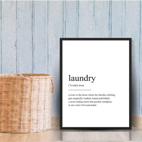 Laundry Definition Wall Art Picture Canvas Painting Black and White Modern Minimalism Poster Prints Laundry Room Wall Decoration