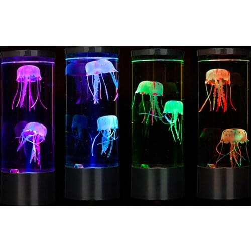 Mini Desktop Fantasy Electric Jellyfish Lamp Aquarium Mood Lamp Gifts for Kids Men Women Dad Mom Room Mood Light for Relax
