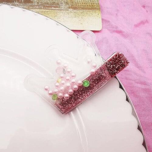 New Transparent PU Kids Hair Clips Kids Stars Lovely Crown Hairpin Girl Hair Accessories With Colorful Sequin Stars