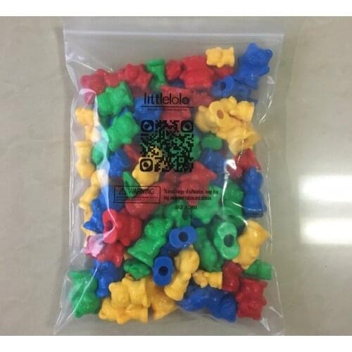 Kids early learning educational toy montessori counter toy three family bear 4 color 4 size 96pcs/bag with learning cards