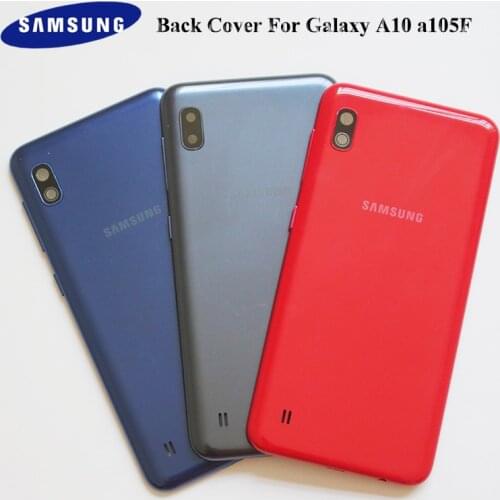 Original Samsung Galaxy A10 A105 A105F Back Battery Cover Plastic Housing Rear Door Case Replacement +Camera lens&Side Buttons