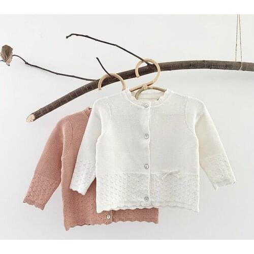 Autumn Girls Hollow Out Cardigan Coat Clothing New Spring Girls Long Sleeve Knit Lace Collar Coat Children Sweater Coats