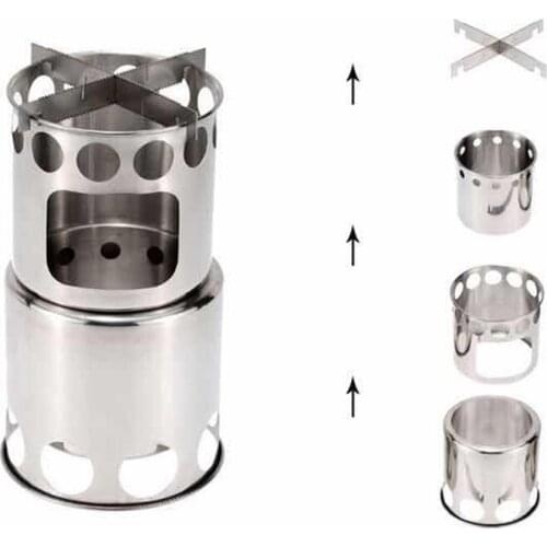 Camping Lightweight Stove Foldable Windproof Wood Burning Stove for Picnic BBQ Cooking Camping Outdoor Stove Stainless steel
