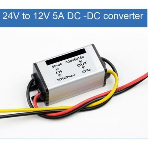 24V to 12V 5A DC to DC voltage converter step down voltage transformer with 15 to 40V input and 12V output voltage