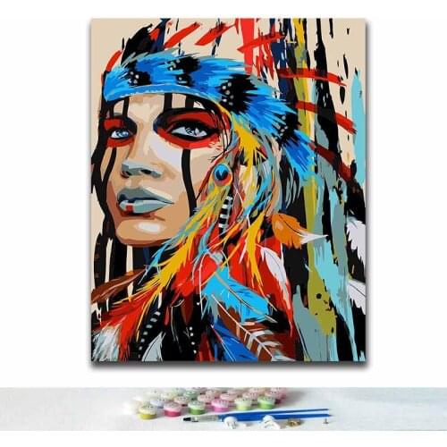 DIY Coloring paint by numbers Colorful woman paintings by numbers with kits 40x50 framed