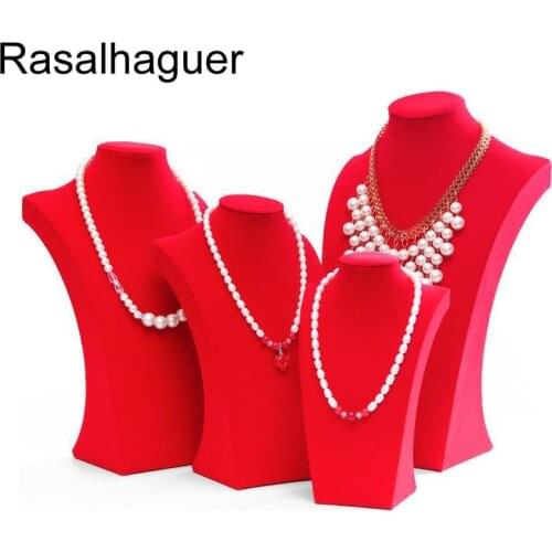 Top Salling Luxury Velvet Red Color Jewelry Necklace Holder Pendants Display Choker Stand Rack Show Wholesale Price 5 Options
