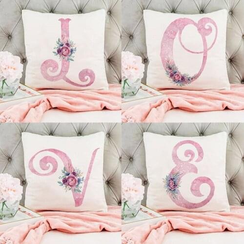 Pink Letter Decorative Cushion Cover Wedding Party Pillows Case Home Sofa Car Bedroom Pillowcase Decor Marriage Room Supplies