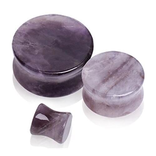 Showlove-PAIR Organic Polished Double Flared Stone Ear Plug Saddle Guages Natural Tunnels 8mm--25mm for you choose