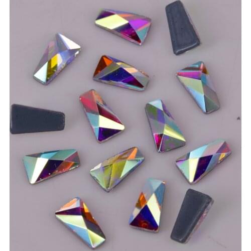Lead Free High Quality 6x3.5mm Crystal AB Wing Flat Back Hotfix Rhinestones / Iron On Flat Back Crystals