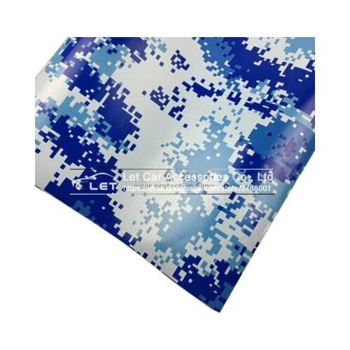 High quality Digital blue Camo Vinyl Wrap Car Motorcycle Decal Mirror Phone Laptop DIY Styling Camouflage Sticker Film Sheet