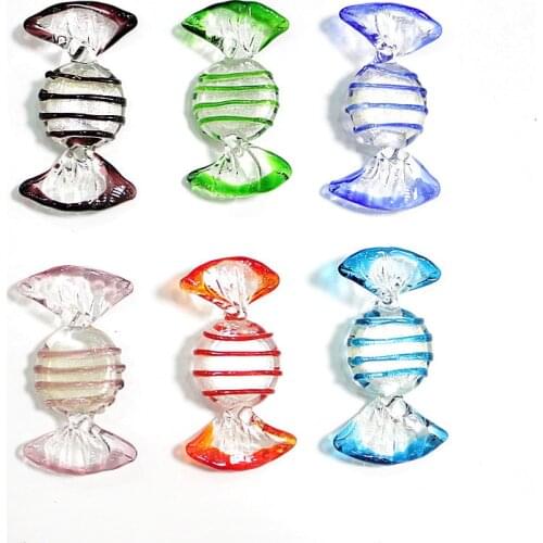 Vintage Handmade Murano Glass Candy Ornaments Silver Foil Crafts Design Christmas Sweets Gifts For Kids Home Decor Accessories