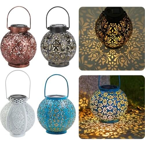 Vintage Solar Lamp Solar LED Lantern Outdoor Garden Iron Hanging Lantern Lawn Path Landscape Decorative Light
