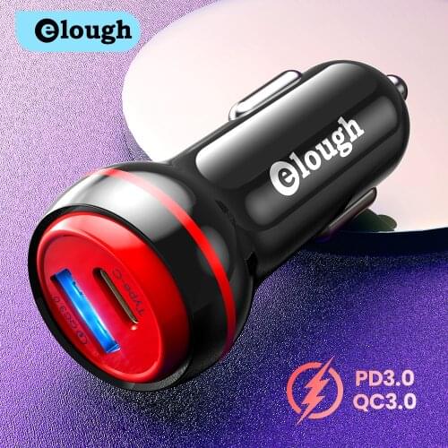 Elough USB Quick Charger 3A Type C Car Charger Fast Charging Baseus 20W 2A QC3.0 PD3.0 for iPhone Samsung Xiaomi Huawei Charger