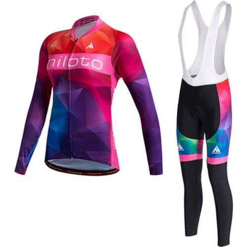 Miloto Long Sleeve Cycling Jersey Women Spring Bike Jersey cycling clothing maillot ciclismo roupa ciclismo Cycling set