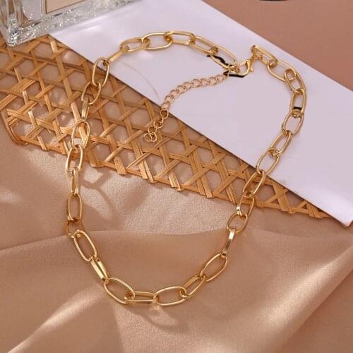 Punk Gold Chain Choker Necklaces Collar For Women Geometric Pendant Necklaces Thick Fashion Female Jewelry Gifts