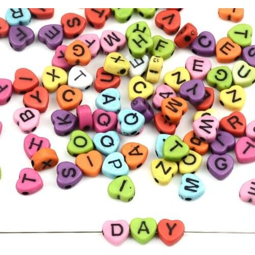 100/200/500pcs Heart Beads For Jewelry Making Acrylic Mixed Beads With Letters For Bracelet Handmade Diy Bracelet Necklace 2021