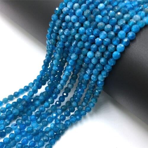 15.5" Apatite 2/3 MM Small Beads Bulk Lot Faceted Natural Stone Strand Beaded For DIY Making Jewelry Accessory Findings Supply
