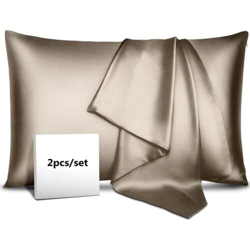 2pcs/set Emulation Silk Satin Pillow Case with Envelope Closure Bedding Pillowcase Throw Pillow Cover Various Colors to Choose