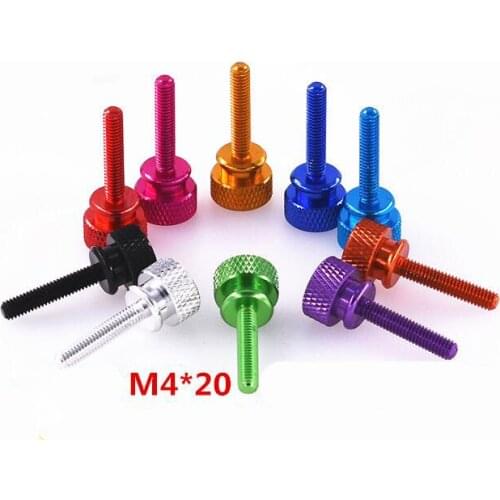 2pcs M4 thumb aluminium screws flat pineapple step grain knurled bolt male screw anode oxidation multi-color 20mm length