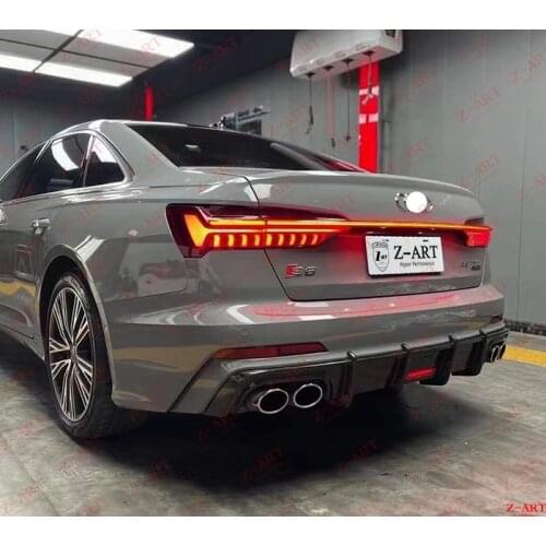 2019-2021 Z-ART carbon fiber rear diffuser for A6 carbon fiber rear chin for S6 carbon fiber rear lip +exhaust tips