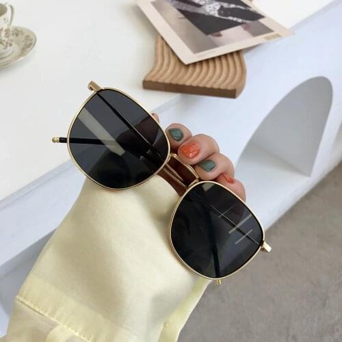 2020 Fashion 90s Sunglasses Vintage Brand Deisgner Square Metal Sun glasses Women Men Retro Black Glasses Shades UV400 5484
