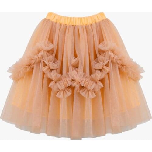 2021 Girls Summer Short Skirt Mesh New Pleated Elastic Knee-Length High Waist Princess Dress Children Clothing 2-14 Years Old