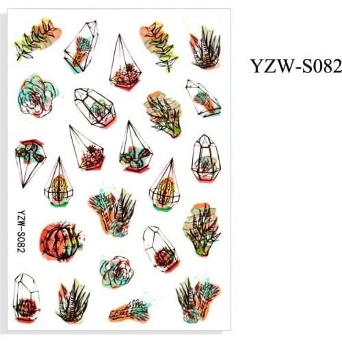 3D Stickers for Nails Self-adhesive Cactus Succulents Plant Nail Art Decorations Trend Pattern Sticker Nail Foil Accessories