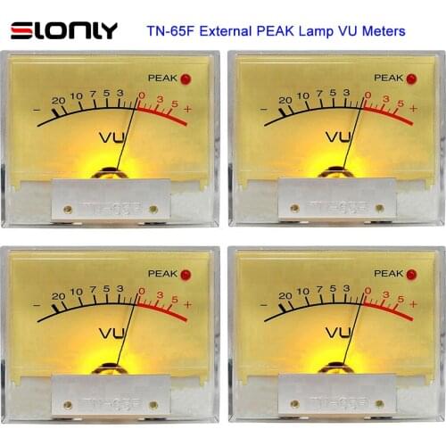 4pcs TN-65F External PEAK Lamp VU Meters Head Speaker Audio Level DB Amplifier Power Sound Pressure Meter w/Backlight