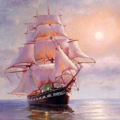 5D DIY Diamond Painting Sailboat Cross Stitch Full Drill Diamond Embroidery Mosaic Art Picture of Rhinestones Home Decor
