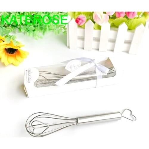 6PCS Whisked Away Heart-Shaped Stainless-Steel Whisk in Gift Box Wedding Favors Hand Egg Beater Bridal Shower Party Supplies