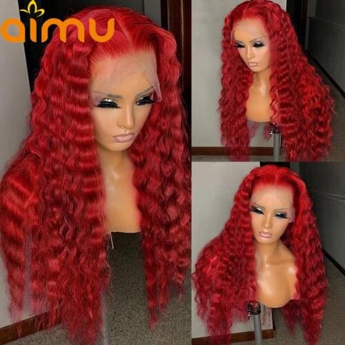 99J Burgundy Red 13x6 Lace Frontal Wig Glueless Deep Wave Full Pre Plucked HD Transparent Lace Front 13x4 Human Hair Closure Wig