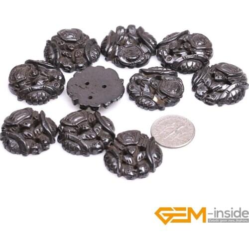 23x23mm Large Black Animal Tortoise Carved Bone Cabochon Beads For Jewelry Making Bulk 10 Pcs For Gift